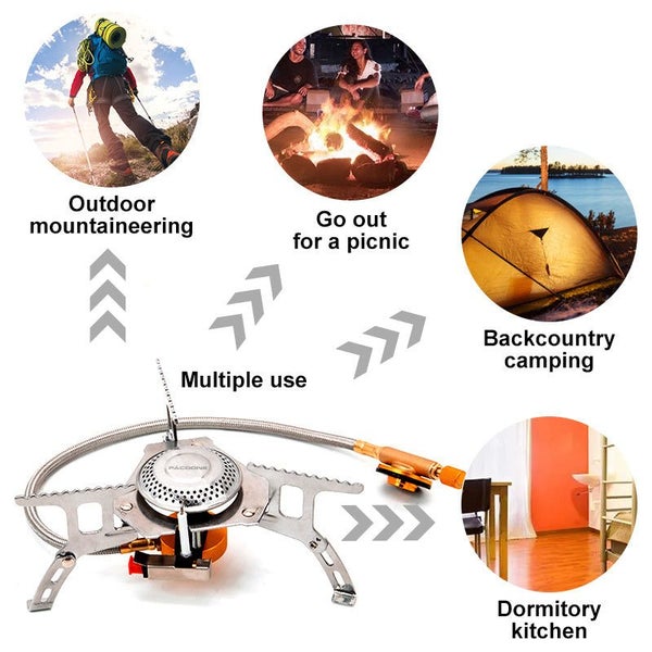 PACOONE Camping Gas Stove Outdoor Windproof Tourist Burner Portable Folding U... Carousel 7