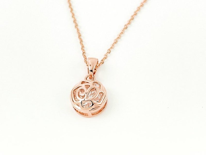 Rose Gold Pendant Necklace with Zircon Highlights Carousel 1