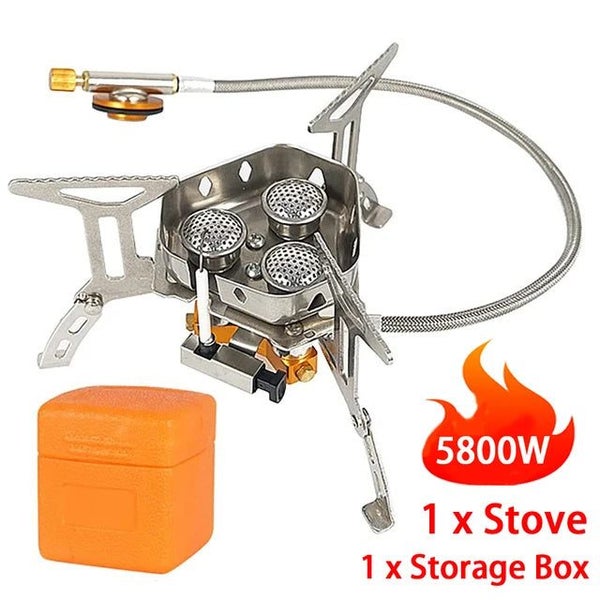 Outdoor Gas Foldable Portable 3 Head for Travel Picnic BBQ 5800W Big Power Ca... Carousel 1