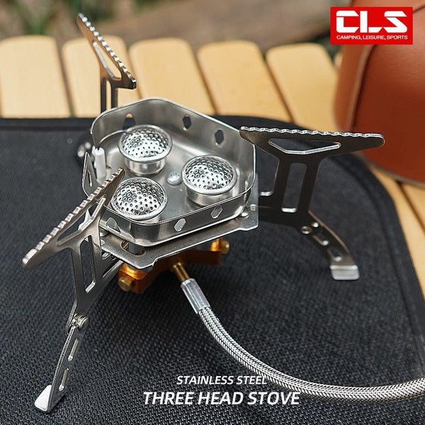 Newest Arrival Portable Three Head Windproof Camping Picnic Burner Outdoor Fo... Carousel 2