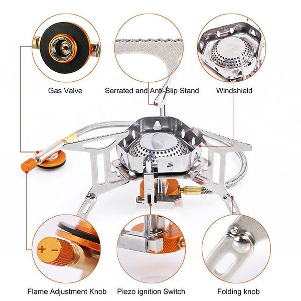 Widesea Camping Wind Proof Gas Burner Outdoor Strong Fire Stove Heater Touris... Carousel 7