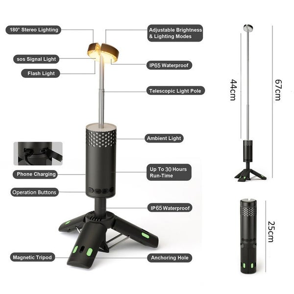 Telescc Lantern 10000mAh Magnet Tripod Base Lightweight LED Adventure Hiking ... Carousel 7
