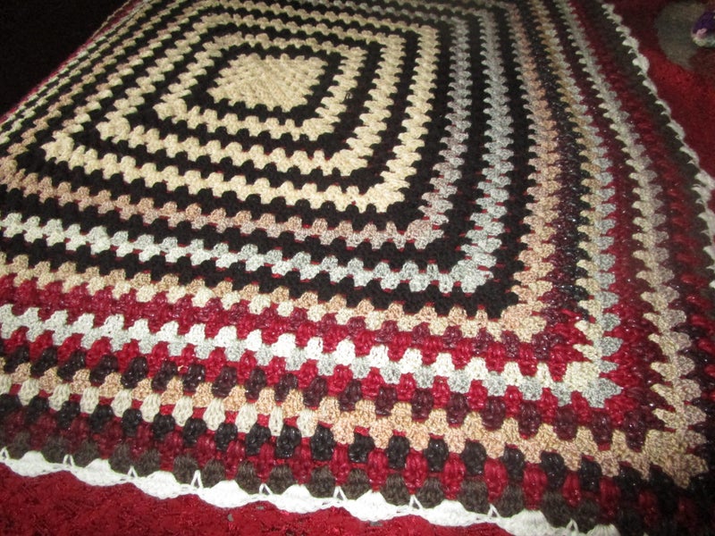 Autumn tones cot blanket/rug crocheted* Carousel 2