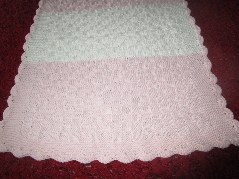 Soft Pink and White 3 ply Basket Weave Capsule Seat Blanket/cuddly** Carousel 1