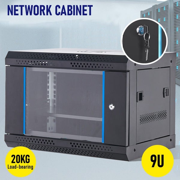 9U Cabinet Server Network Data Rack Wall Mount LAN Rack 400mmDeep Overall 0.6mm Carousel 2
