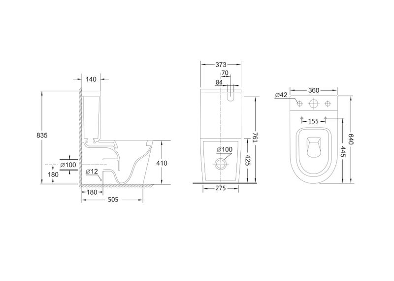 High Quality Ceramic Back to Wall Rimless Toilet Carousel 2