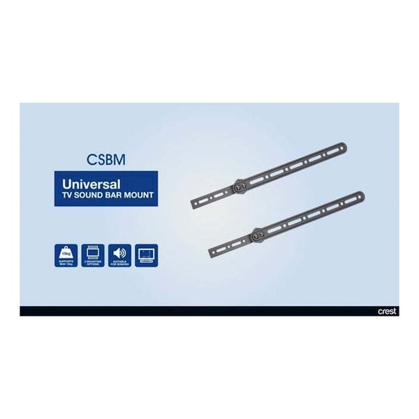 Crest Universal Sound Bar Mount Kit For 37in-80in TV Soundbar VESA Bracket Black Carousel 3