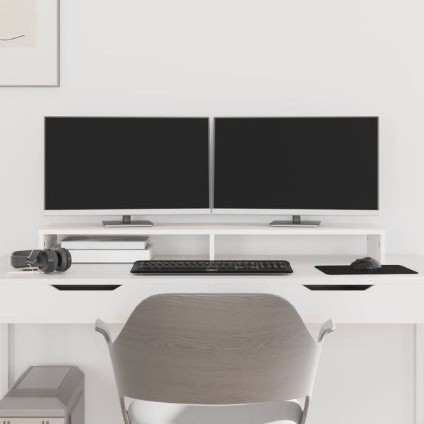 Monitor Stand White 100x27x10 cm Solid Wood Pine NOTKPB Carousel 1