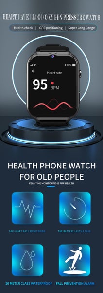 Elderly Smart Watch For Senior Falling Detection 4G Sim Card SOS Phone Call GPS Carousel 2