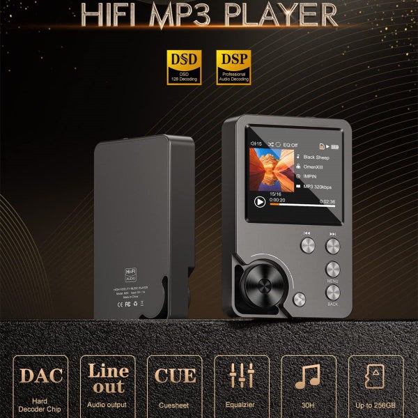 High-Resolution Portable HiFi MP3 Player Lossless DSD Audio with 64GB Memory Car Carousel 10