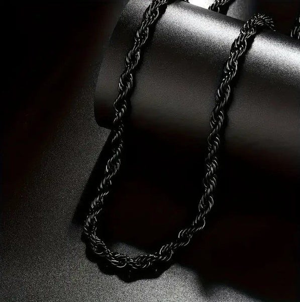 Men's Titanium Steel 6MM Twisted Link Chain in Gun-Metal Black Carousel 2