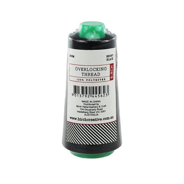 Black Overlocking Thread 2000M Polyester Birch Cone Spool Sewing Carousel 1