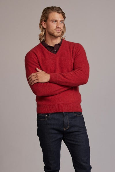 Possum Merino Rack Stitch V-Neck Jersey Carousel 2