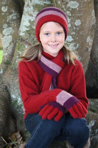 Possum Merino Child's Stripe Rib Beanie Carousel 2