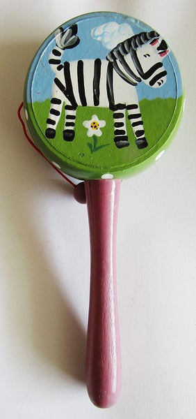 Zebra wooden drum rattle Carousel 1