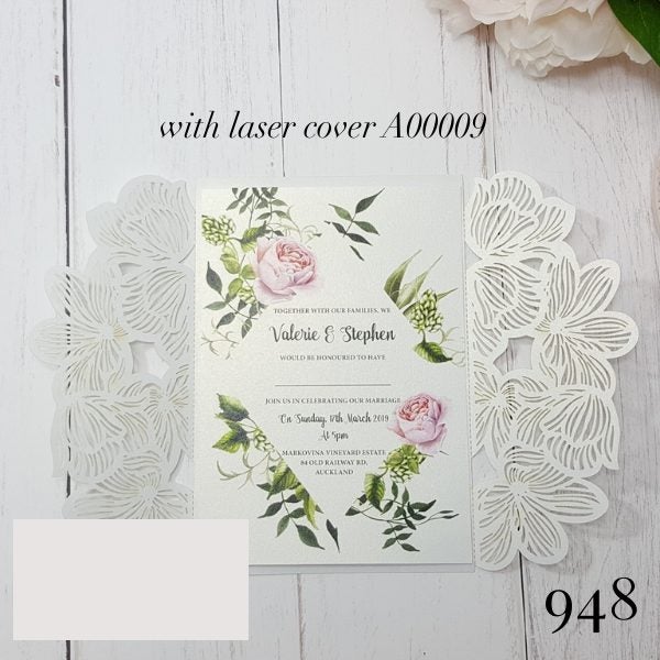 Ivory Laser Covers & Ribbons Wedding Invitation PACK of 10 to fit 115mm x 170mm Carousel 2