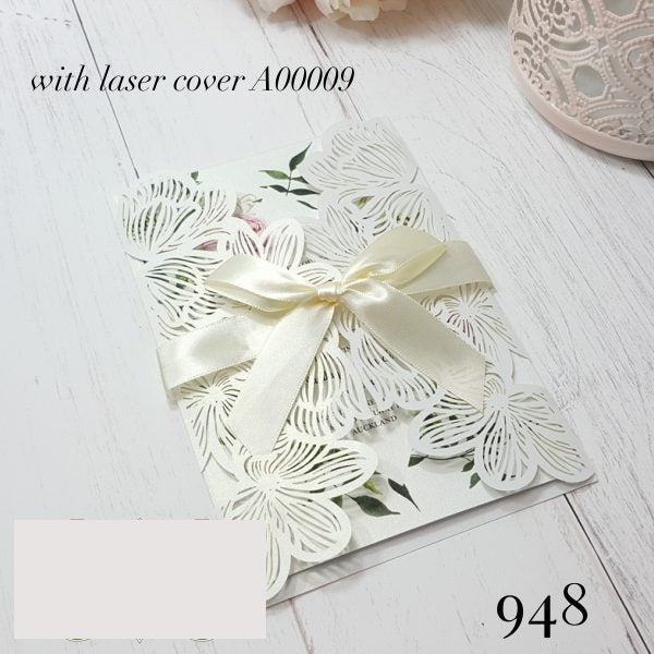 Ivory Laser Covers & Ribbons Wedding Invitation PACK of 10 to fit 115mm x 170mm Carousel 1