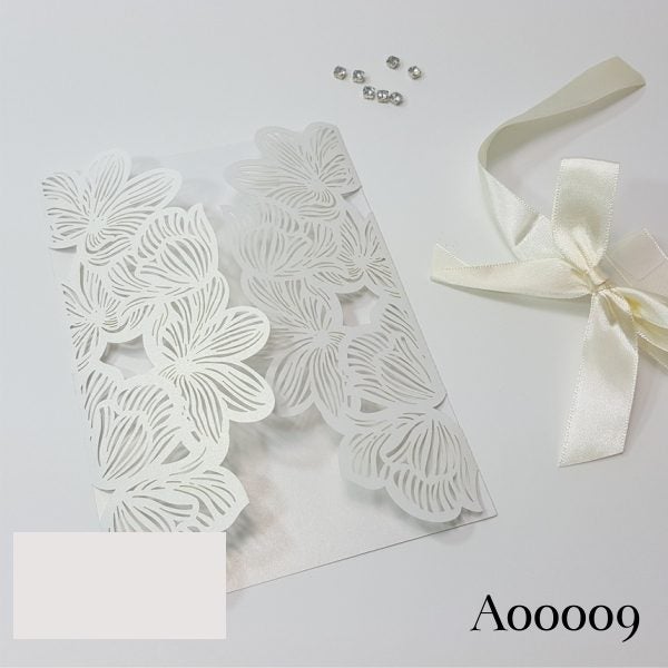 Ivory Laser Covers & Ribbons Wedding Invitation PACK of 10 to fit 115mm x 170mm Carousel 4