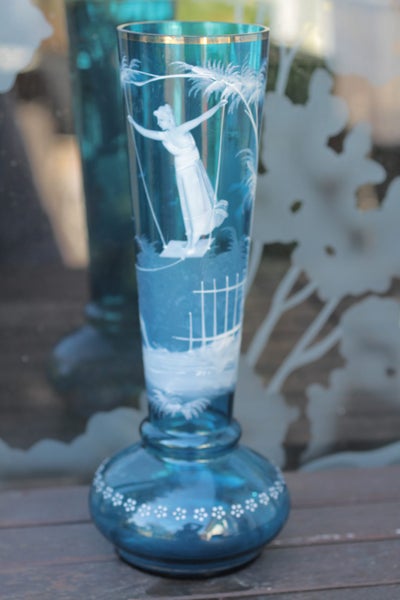 Large blue Bohemian glass vase Carousel 1