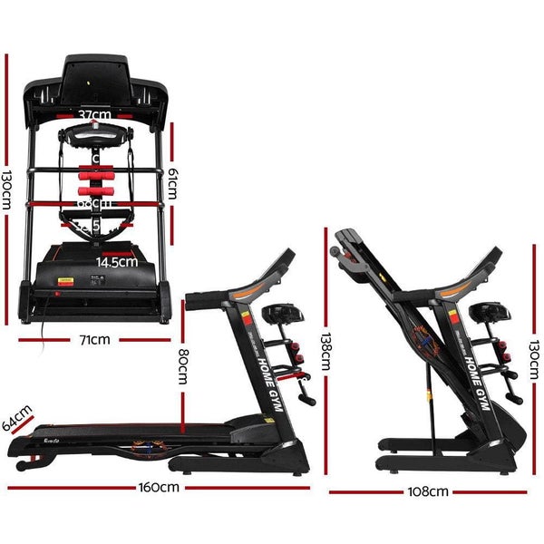 Everfit Electric Treadmill 480mm 18kmh 3.5hp Auto Incline Home Gym Run Exercise Carousel 2