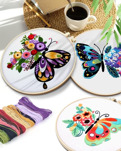 Embroidery Starter Kit with Pattern and Instructions 3 Sets62966410602754112
