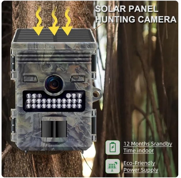 Hunting Trailcam Game cam HD Night Vision 32GB Rechargeable Solar WITH SCREEN62956661033986111