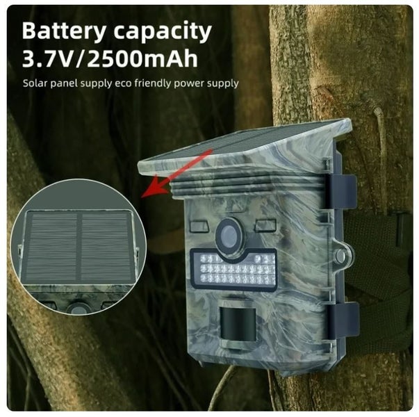 Hunting Trailcam Game cam HD Night Vision 32GB Rechargeable Solar WITH SCREEN62956661033986113