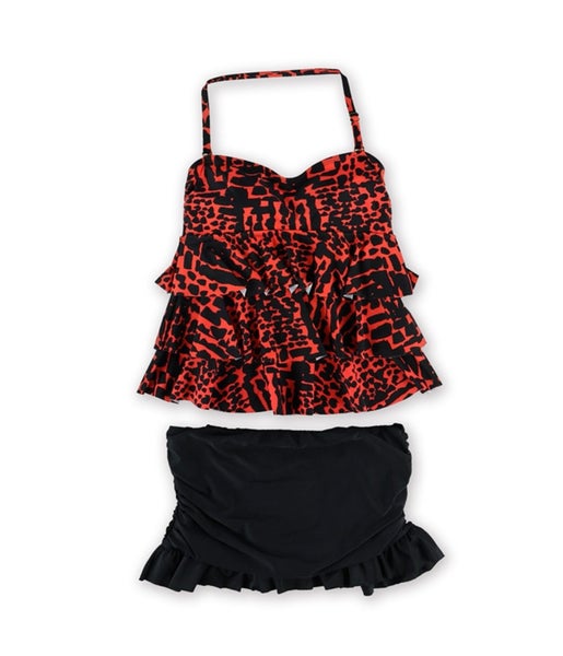 Island Escape Womens Printed Ruffle Skirtini 2 Piece Bandeau Carousel 1