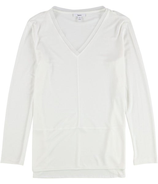 bar III Womens V-Neck Mixed Media Pullover Blouse Carousel 1