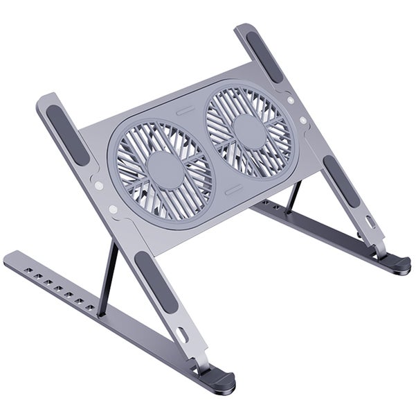 Folding Laptop Radiator Fan Cooling Pad Aluminum Alloy Desk Stand Adjustable ... Carousel 1