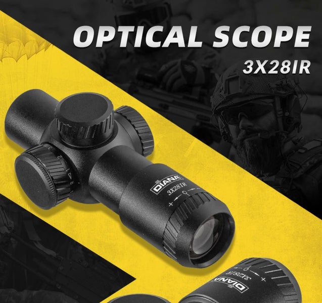 DIANA 3X28 Scope Green Red illuminated Tactical Compact Riflescope 20mm Rail62931723592705114