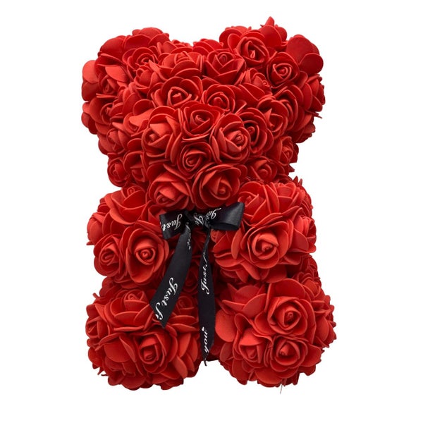 NNEOBA Red Rose Teddy Bear - 25cm Artificial Flower Decoration Carousel 1