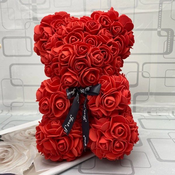 NNEOBA Red Rose Teddy Bear - 25cm Artificial Flower Decoration Carousel 2