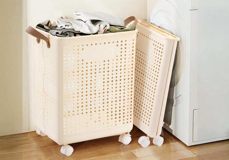 Collapsible Laundry Basket Washing Clothes Hamper 47L Carousel 1