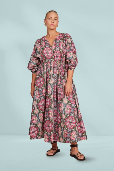 Isle of Mine Remi Maxi Dress Olive Fleuron Carousel 1