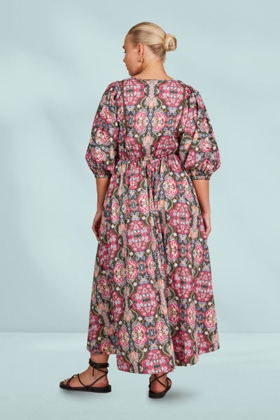Isle of Mine Remi Maxi Dress Olive Fleuron Carousel 6