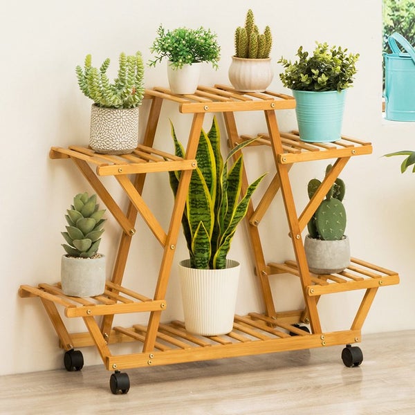 Artists Bamboo Flower Planter Rack Shelves Carousel 1