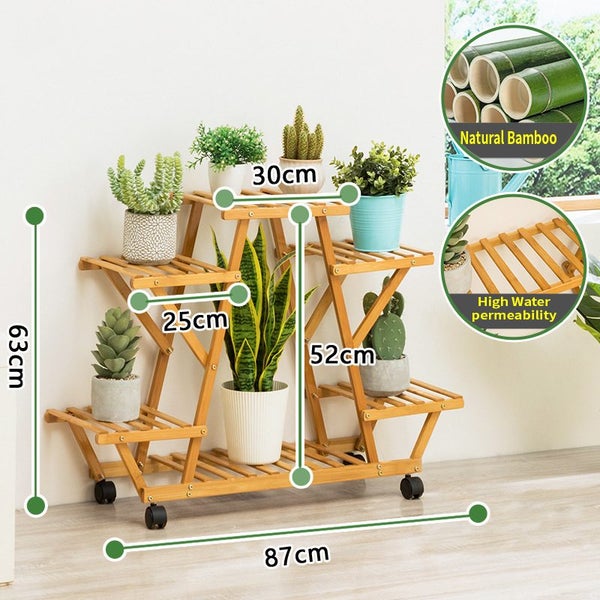 Artists Bamboo Flower Planter Rack Shelves Carousel 3