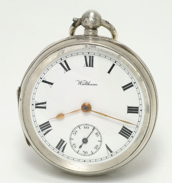 Antique Sterling Silver WALTHAM Pocket Watch - Birmingham 1916 Carousel 1