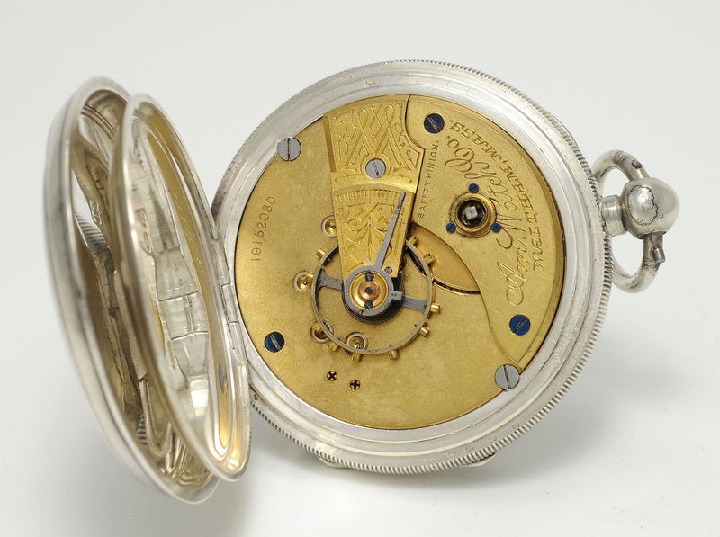Antique Sterling Silver WALTHAM Pocket Watch - Birmingham 1916 Carousel 2