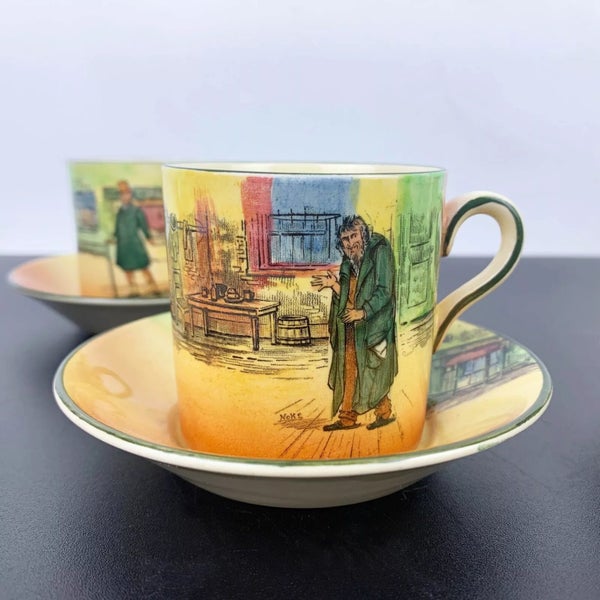 Royal Doulton Dickens Ware coffee cup and saucer set of 6 rare matching sets Carousel 2