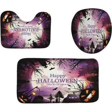 Halloween Shower Curtain Sets with Non Slip Rugs Carousel 1