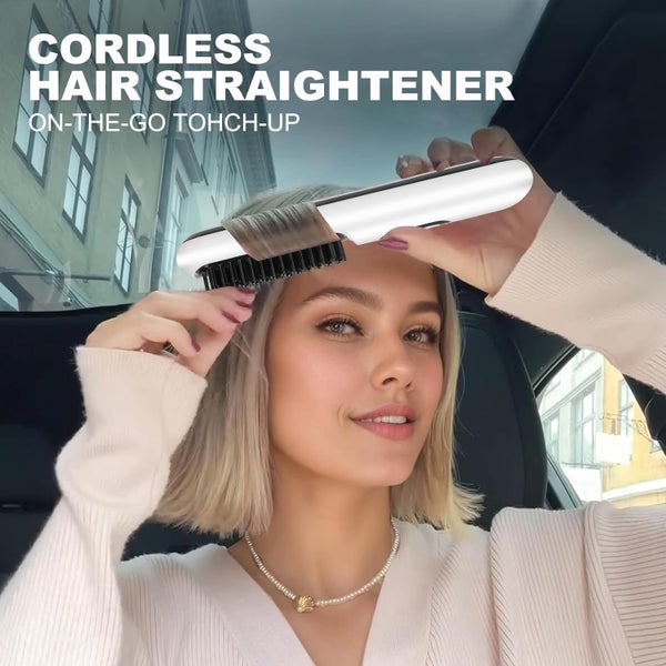 Mini Portable Straightening Brush Negative Ion Hot Comb Straightener Carousel 2