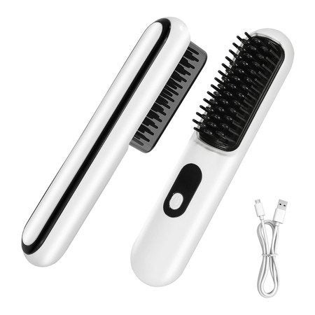 Mini Portable Straightening Brush Negative Ion Hot Comb Straightener Carousel 1