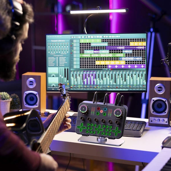 Live Sound Card Audio Mixer Audio Interface with DJ Mixer Carousel 2