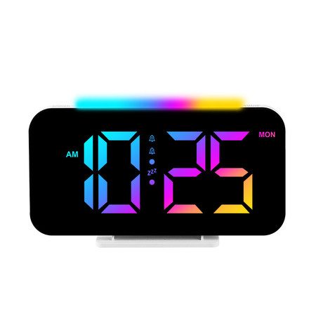 Digital Alarm Clock with Colorful Dynamic RGB Night Light Carousel 1