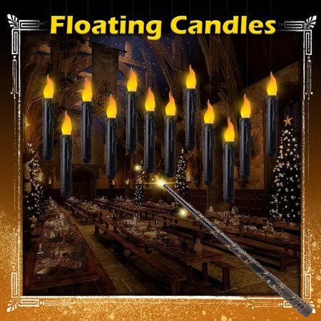 Halloween Decorations,12 Pcs Floating Candles with Wand Remote Carousel 2