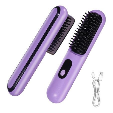Mini Portable Straightening Brush Negative Ion Hot Comb Straightener Carousel 1