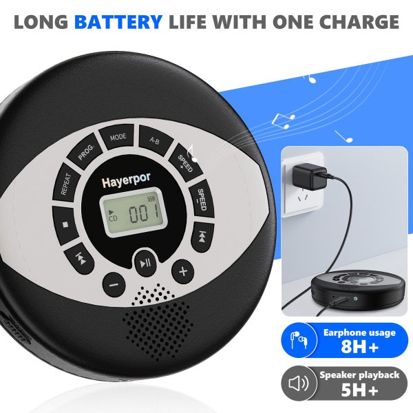 CD Player, USB Rechargeable Multifunction Portable CD Player Carousel 6