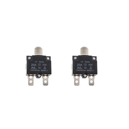 2Pcs 20A 125 to 250Vac 50Vdc Automatic Reset Relay Fuse Therma Switch Carousel 8